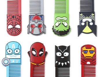 Superhero hair combs - Kids Gift - Hulk, Deadpool, Spiderman, Black Panther, Captain America - Creative funny gift - Unique hair brush kids