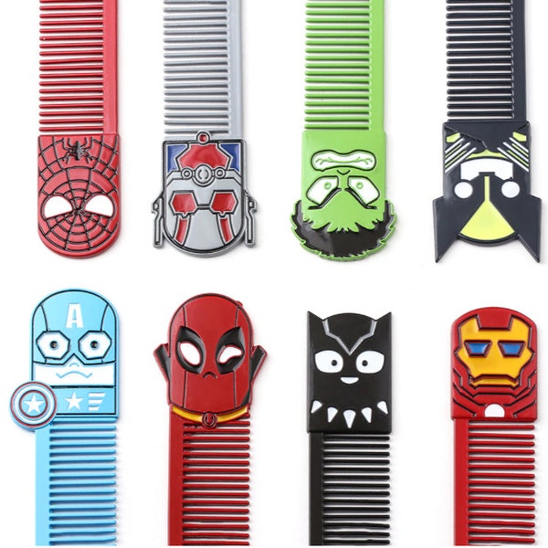 Superhero hair combs - Kids Gift - Hulk, Deadpool, Spiderman, Black Panther, Captain America - Creative funny gift - Unique hair brush kids