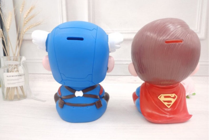 Cute Superhero Piggy Bank for Kids, Superman, Spiderman, Captain
