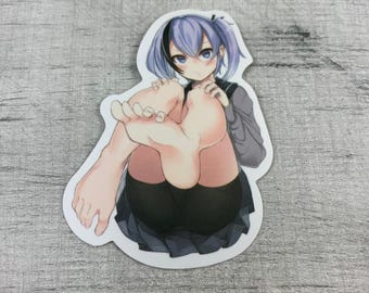 Pegatina de waifu con fetiche de pies y suela de anime • Vinilo impermeable para adultos