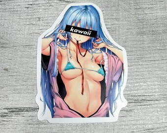 Pegatina de bikini de chica anime kawaii • Vinilo impermeable para adultos