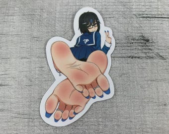 Pegatina de fetiche de pies descalzos de anime • Sensual dominatrix • Calcomanía de vinilo impermeable para adultos