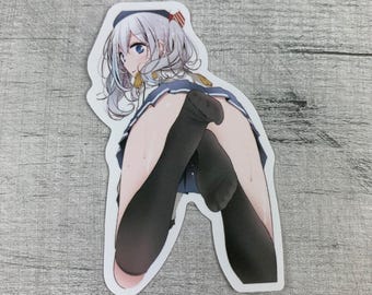 Calcomanía de vinilo impermeable para adultos maduros con calcetines altos de anime fetiche y provocación