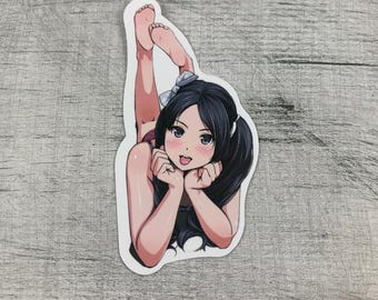 Anime Feet Over Head Pinup Sticker • Adult Mature Waterproof Vinyl Decal