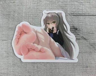 Pegatina de fetiche de pies descalzos de anime • Chica manga dominante suave • Calcomanía de vinilo impermeable para adultos