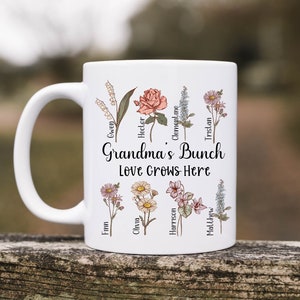 Grandma's Garden Mother's Day Gift For Grandmother, Custom Grandkids Birthday Month Flowers, Personalized Family Gift For Mom, Mom Gift