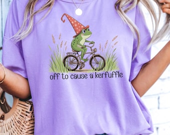Whimsical Frog T-Shirt Fun Gift for Nature Lovers Cute Frog Tee Cottage Core Gift Idea Frog Lover Bike Cycling Shirt Weirdcore Saying