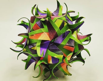 Neptune Kusudama, Neptune Origami Ball, Kusudama, Origami Ball, Modular Origami, Modular Ball, Paper Ball, Desktop Art, Paper art, Origami