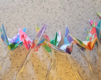 100 Origami Crane Fairy Lights, Rainbow Fairy Lights, Origami Fairy Lights, Crane Fairy Lights, Pastel Fairy Lights, LED String Lights
