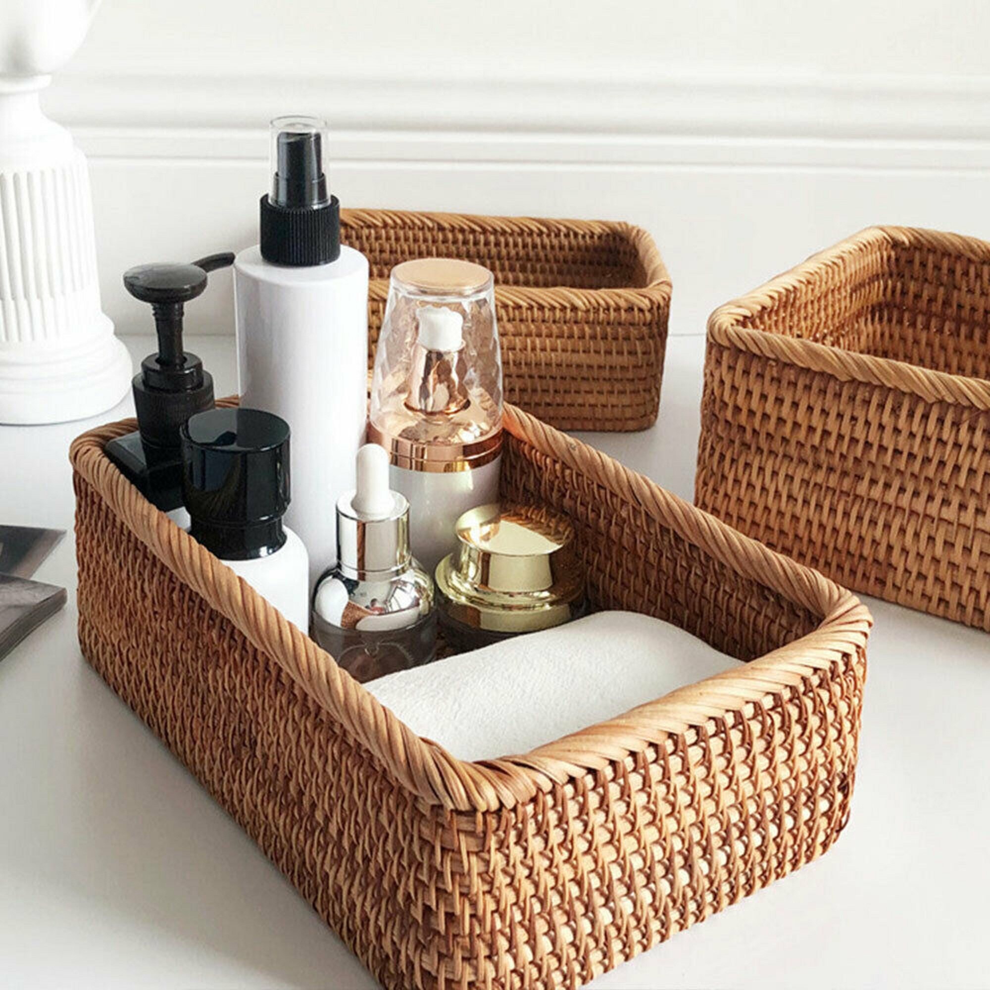 Wooden Basket For Bethroom Towels Rattan Wicker Fruit Tea Etsy
