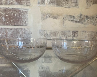 Vintage geätzt Glas Schalen (Set von 2)
