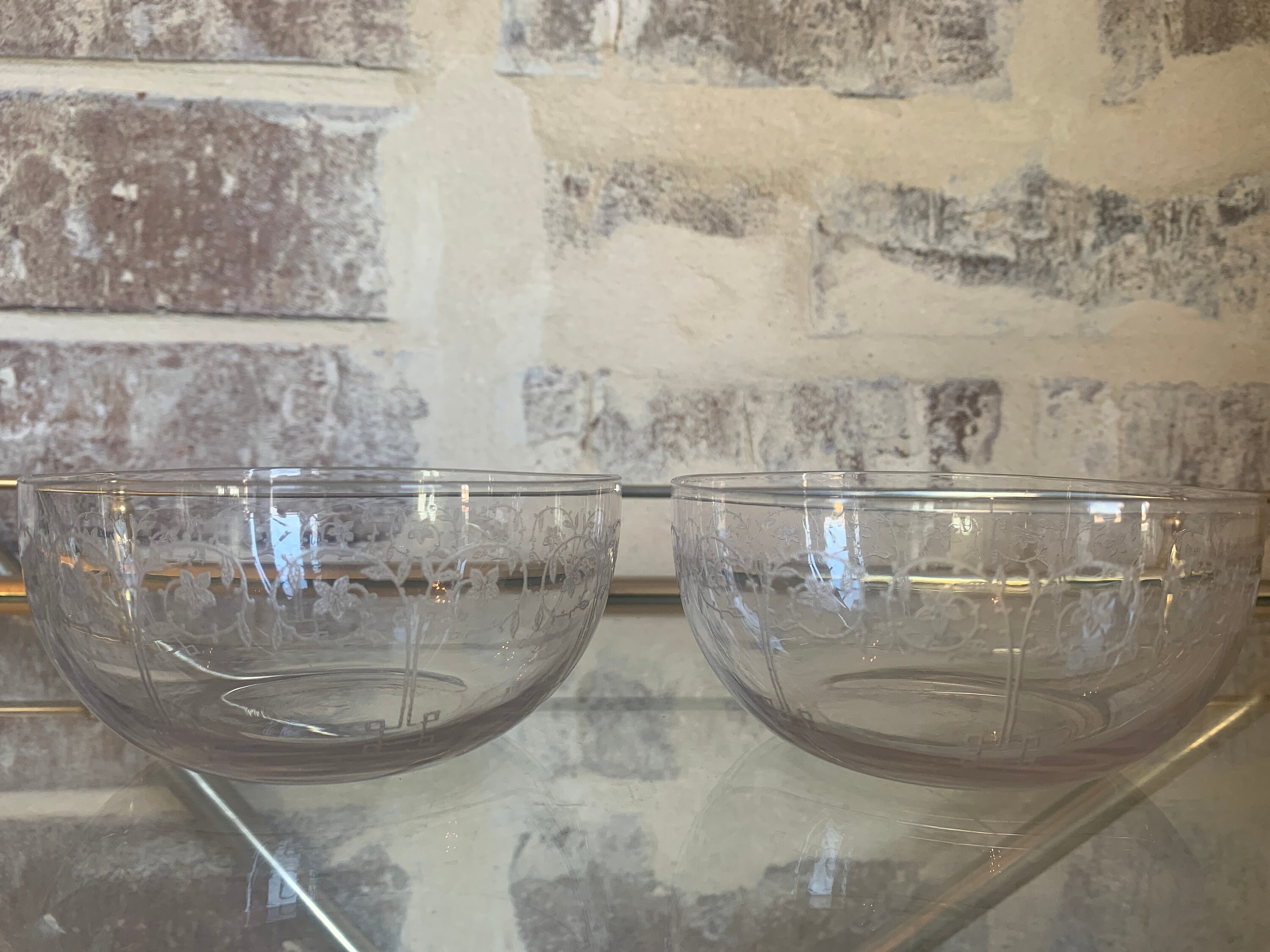 Buy Vintage Etched Glass Bowls set of 2 Online in India Etsy