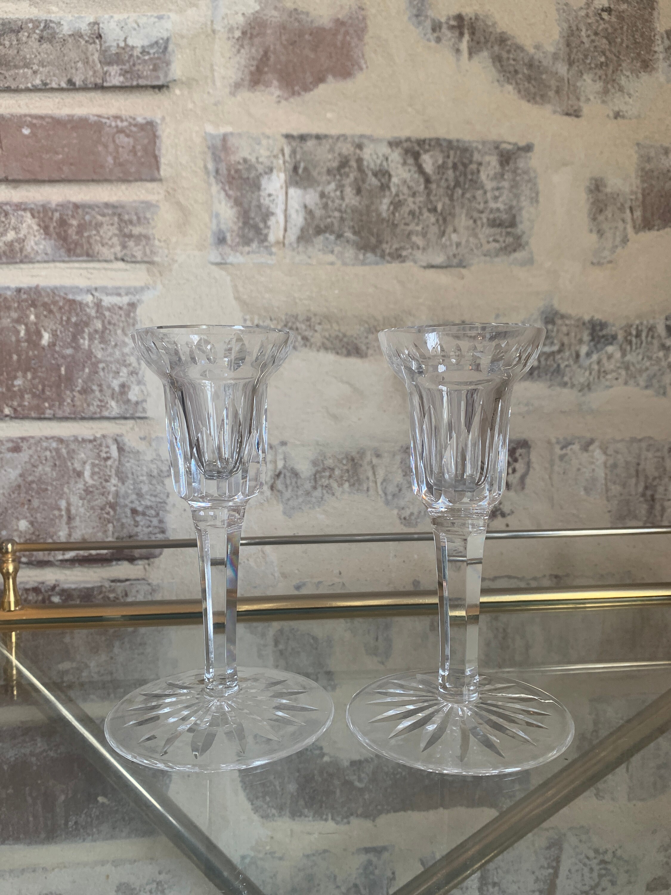 Set di 2 Candelabri nel Metallo Geometrici Tealight per Decorazioni