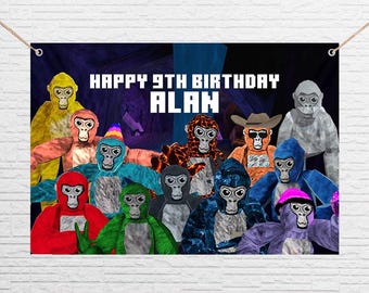 Gorilla Tag Game Personalised Background Birthday Backdrop