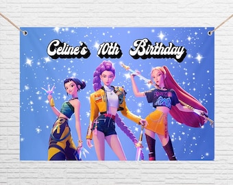 Kpop Demon Hunters Huntrix Personalised Background Birthday Backdrop