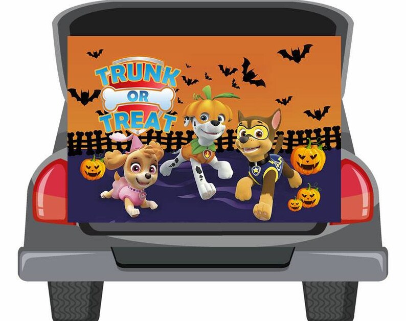 Paw Patrol Trunk or Treat Halloween Theme Banner Decor Backdrop