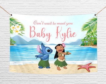 Lilo and Stitch Personalised Background Baby Shower Backdrop Pink Girl