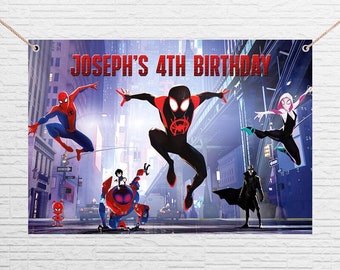 Spiderman Theme Personalised Background Birthday Party Decor Backdrop