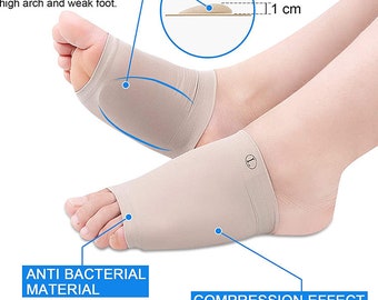 1 Pair Compression Arch Support Sleeves Sock with Gel Pad Cushions for Women and Men