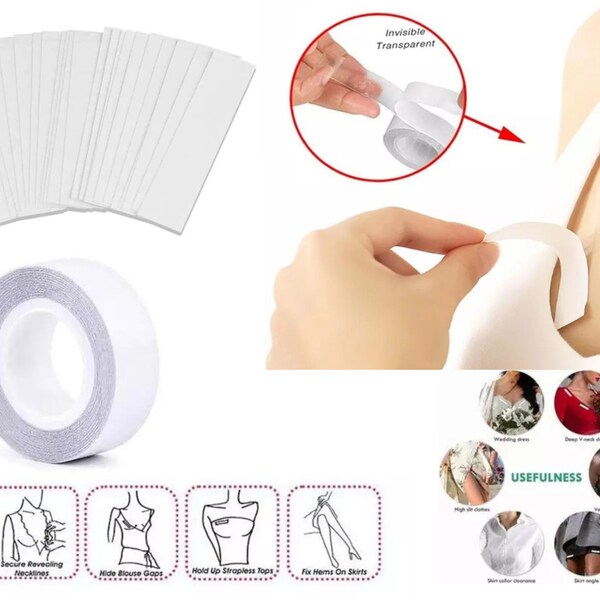 Body Tape Double Sided, Lingerie Tape for Clothes, Double Sided Fashion Body Tape, Safe Tape Clear Bra Tape, for Butt Pads Clothing Tape