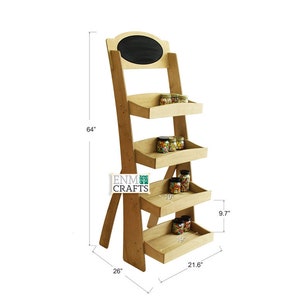 Slanted Wooden Rack Display 4 Tiered Slanted Floor Display Rack, Slanted & Horizontal Display Rack ...