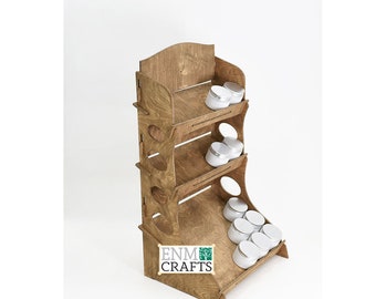 3-tier Slanted Display Rack, Wooden Countertop Rack, Product Display Stand