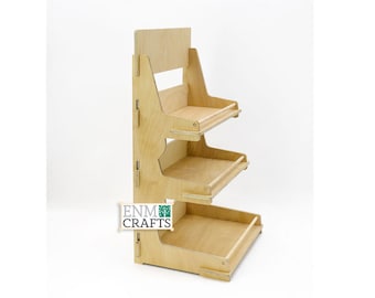 Craft Show Display 3-tier  Wooden Table top Rack, Product Retail Shelf