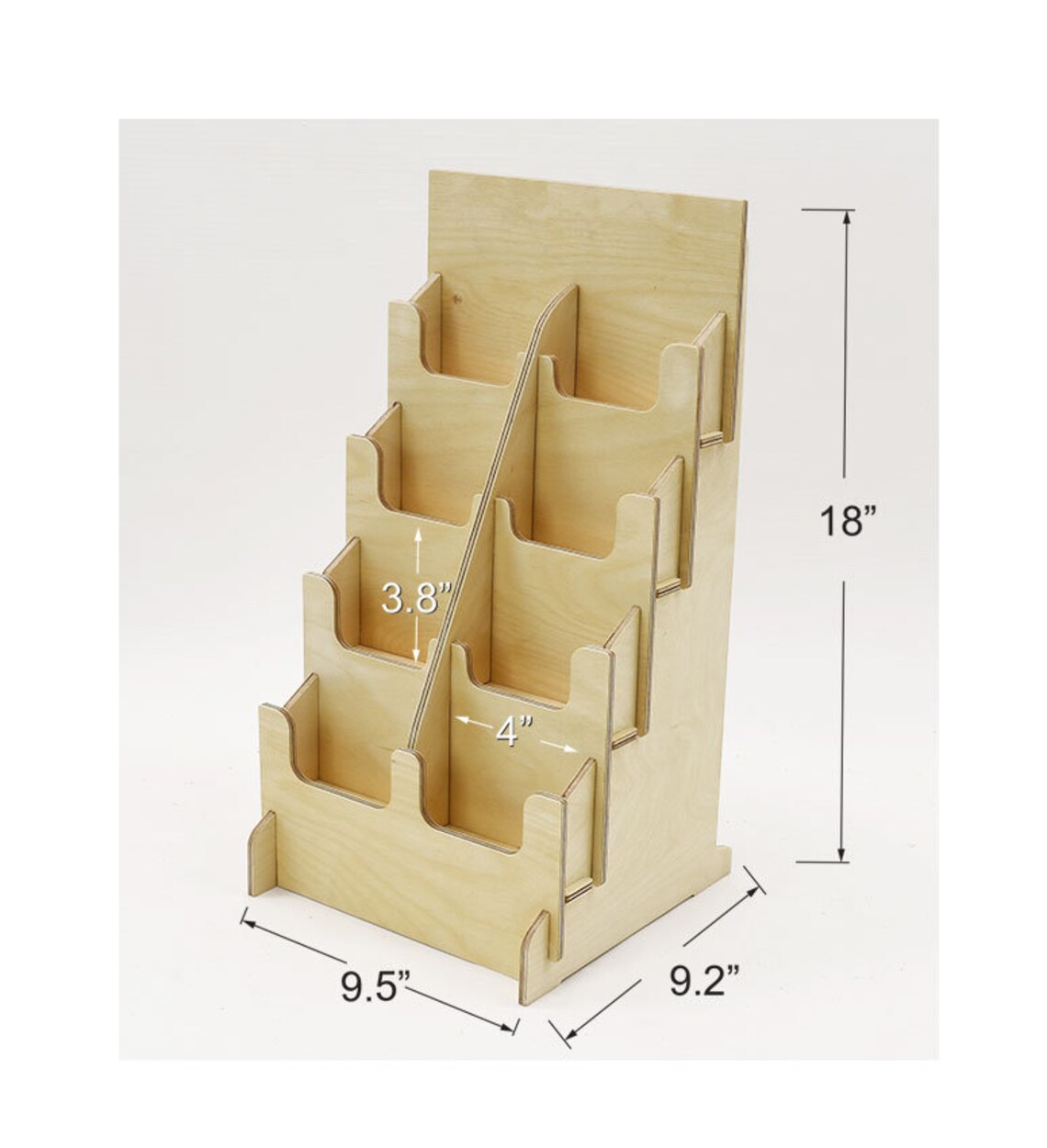 8 Pocket Sticker Display Rack with U cuts Wooden Countertop Etsy