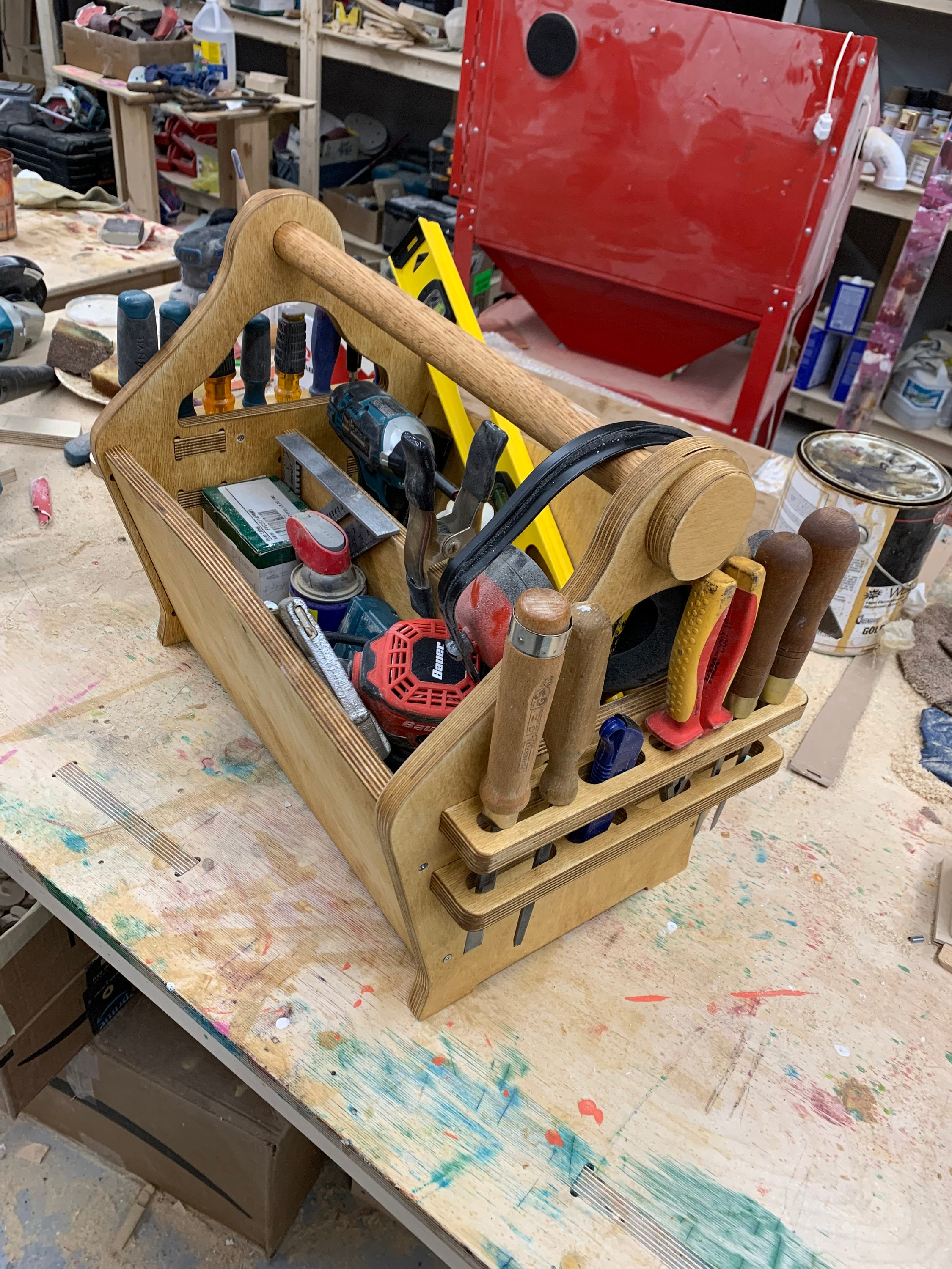 Wooden Caddy Tool Organizer With Side Slots for Pliers and Etsy
