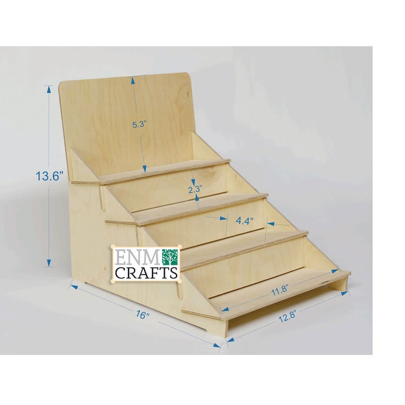 Wooden 4tier Slanted Angle Countertop Display Prevents Item Etsy