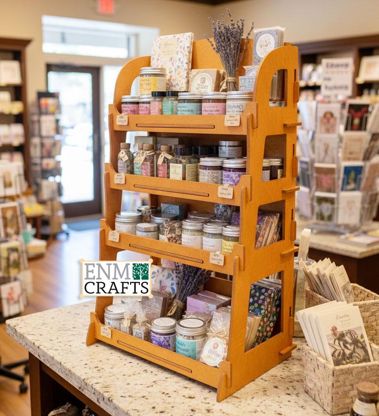 4-tier Wooden Display Rack, Wooden Countertop Rack, Product Display ...