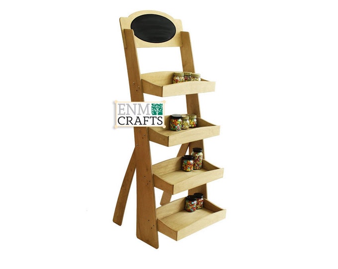 4 Tiered Slanted Floor Display Rack, Slanted & Horizontal Display Rack ...