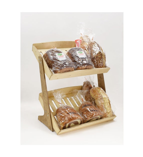 Retail Bakery Rack, Mobile Angled Shelf Bread Stand, Made in USA