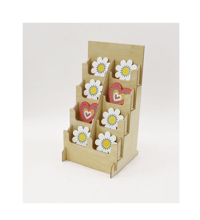 8 Pocket Sticker Display Rack with U cuts Wooden Countertop Etsy