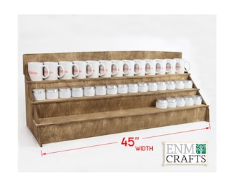 Vendor Booth Collapsible Display 45" width , 3-tier Wooden Countertop Rack, Product Display
