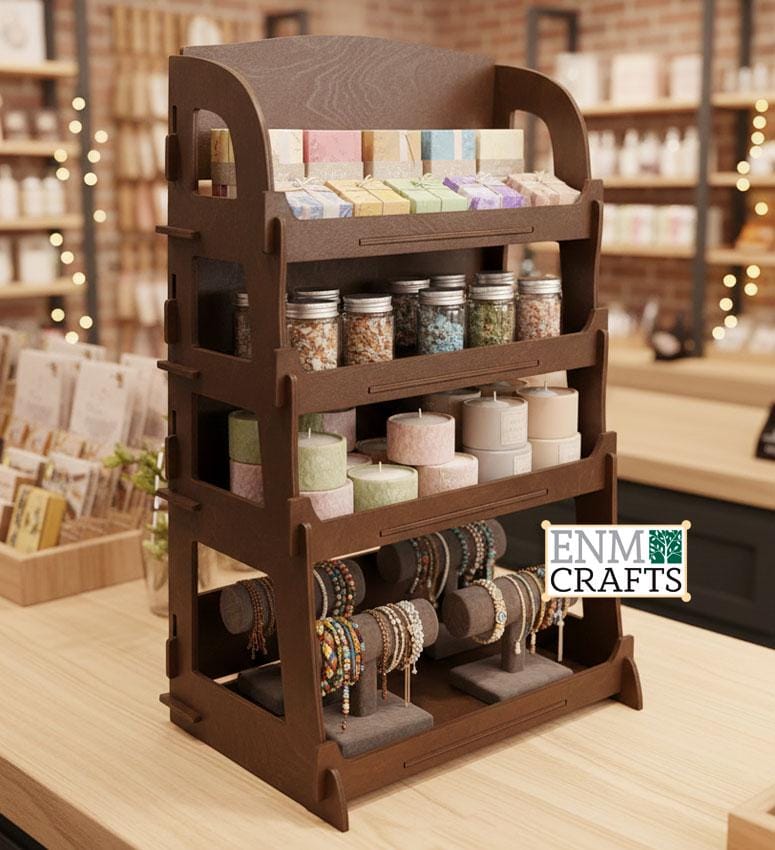 Wooden Small Display Racks 4-tier Wooden Display Rack, Wooden Countertop Rack, Product Display ...