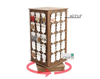 Pegboard Rotating Earrings Display, 360 degree Spinning Stand, Rotating CounterTop Pegboard Product Display for Craft Trade Shows