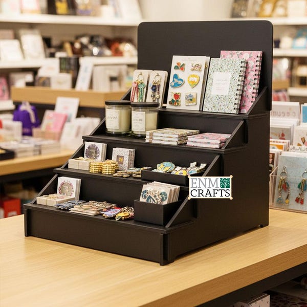 Craft Show Display 4-tier  Wooden Countertop Rack, Product Display
