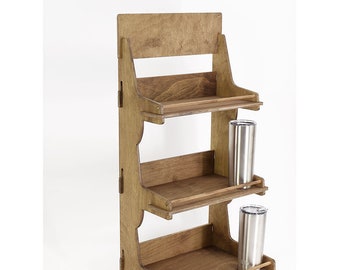 Retail Display 3-tier Wooden Table top Rack, 9.5" between tiers, Product Display