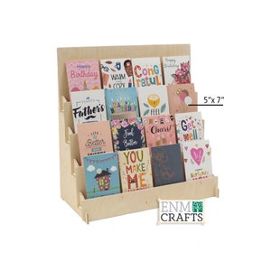 4 Tiered Greeting Card Display, 4 Cards across 5" x 7", CounterTop 4 Tier Rack for Craft Trade Shows
