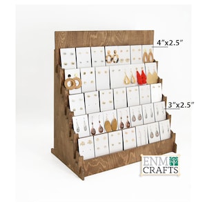 5 Tiered XL Earring Cards Display, Holds 35 Cards, CounterTop 5 Tier Rack for Craft Trade Shows