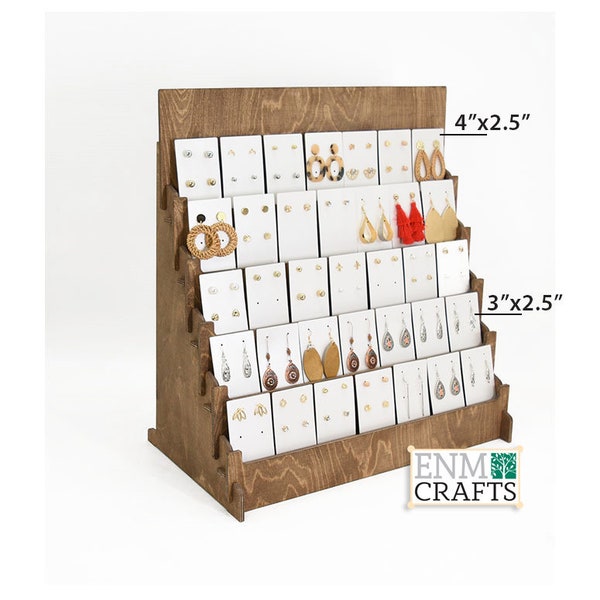5 Tiered XL Earring Cards Display, Holds 35 Cards, CounterTop 5 Tier Rack for Craft Trade Shows