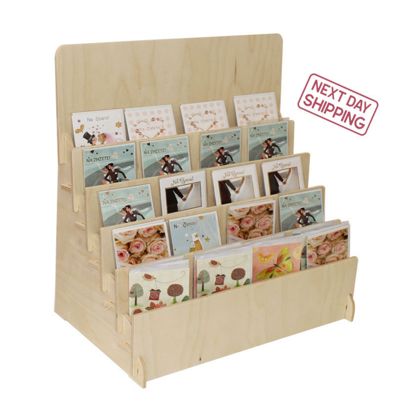 Greeting Card Rack Countertop Wooden Display No Tool Etsy