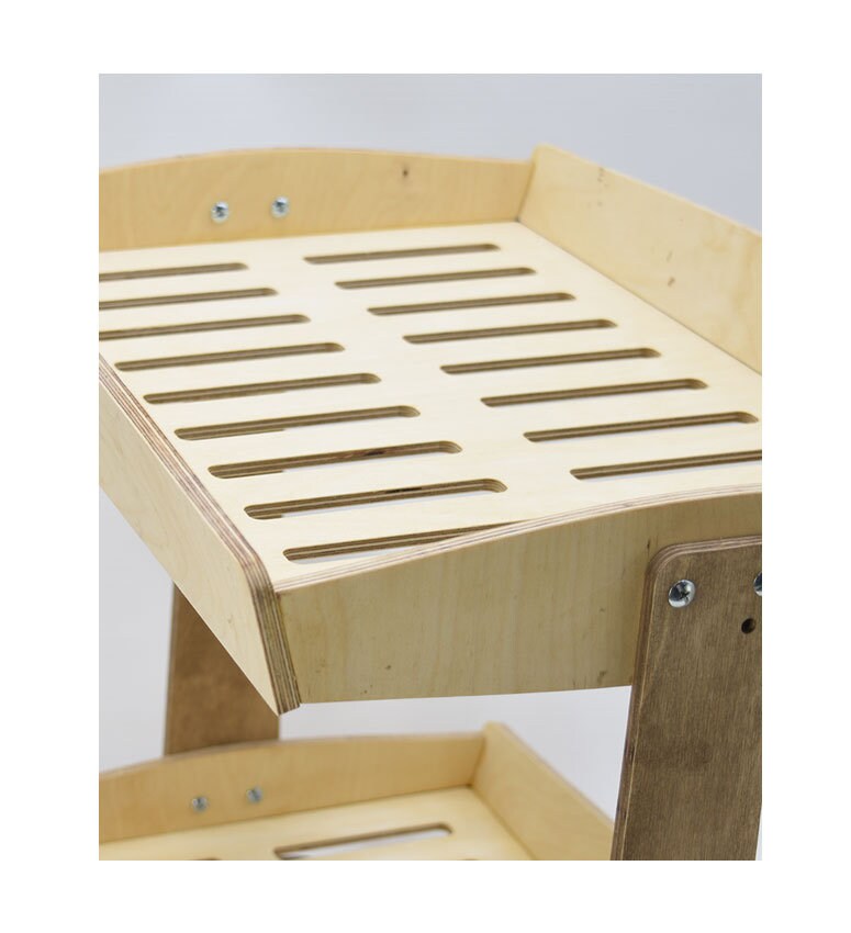 Slanted Display Rails 2 Tiered Slanted & Horizontal Display Rack, Wooden Countertop Retail ...
