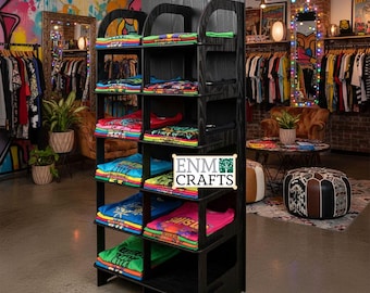 T-Shirt Retail Display Rack, 6 Tier Floor Display Rack, Collapsible Shelving Unit, Free Shipping