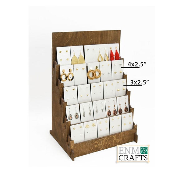 5 Tiered XL Earring Cards Display, Holds 25 Cards, CounterTop 5 Tier Rack for Craft Trade Shows