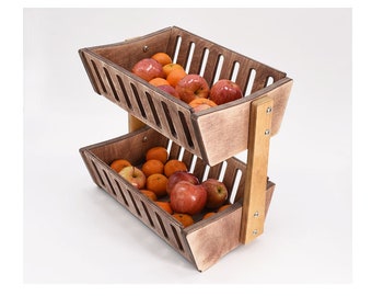 2 Tier Fruit Basket, Kitchen Storage, Basket Organization, Vegetable Rack