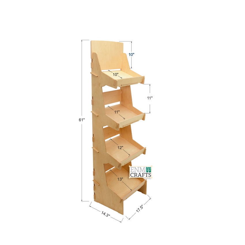 Slanted Retail Display Rack, 4 Tier Floor Display Rack, Collapsible ...