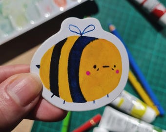 Derpy Bee Vinyl Sticker | Scrapbooking, Bullet Journal Sticker, Planner Sticker, Cute Illustrated Sticker