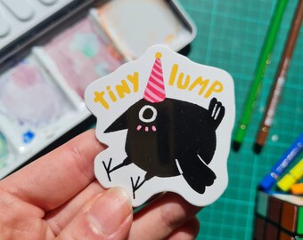 Tiny Lump Crow Vinyl Sticker | Scrapbooking, Bullet Journal Sticker, Planner Sticker, Cute Illustrated Sticker